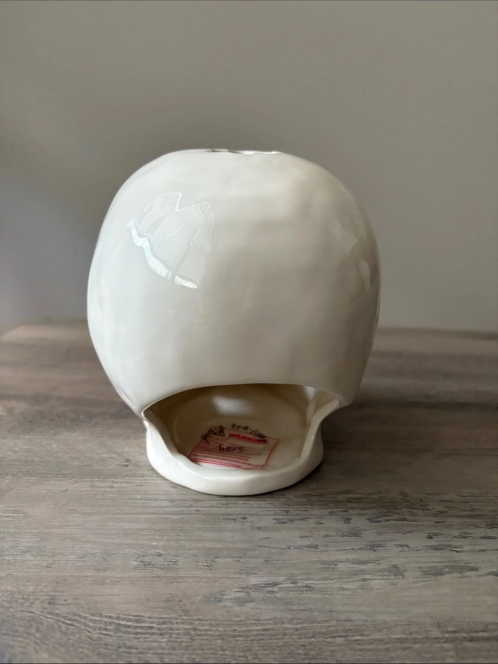 Blue Sky White and Black Ceramic Sugar Skull Tea Light Candle Holder